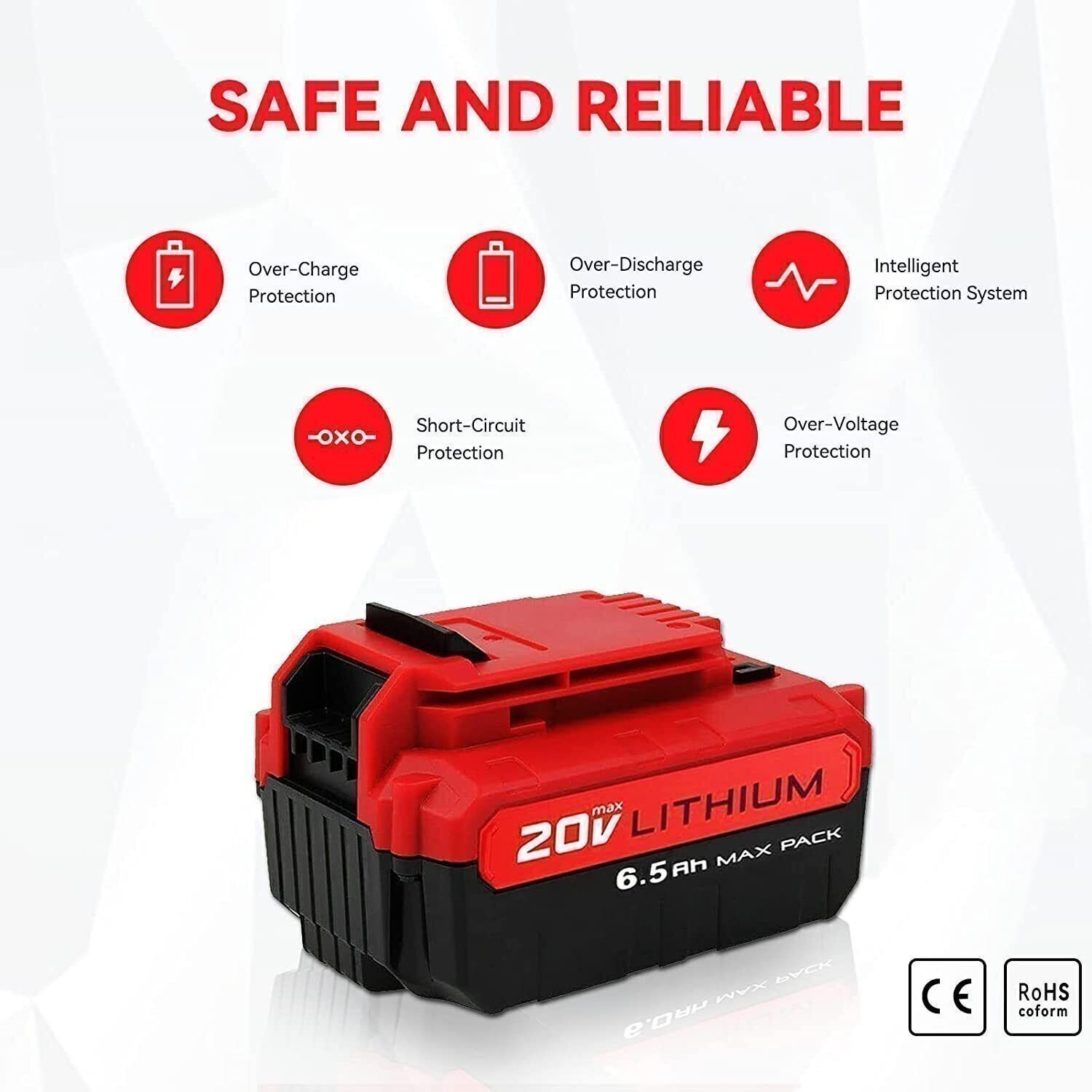 New 8.0Ah 20 Volt Lithium-Ion Battery for PORTER CABLE 20V Max PCC680L PCC685L