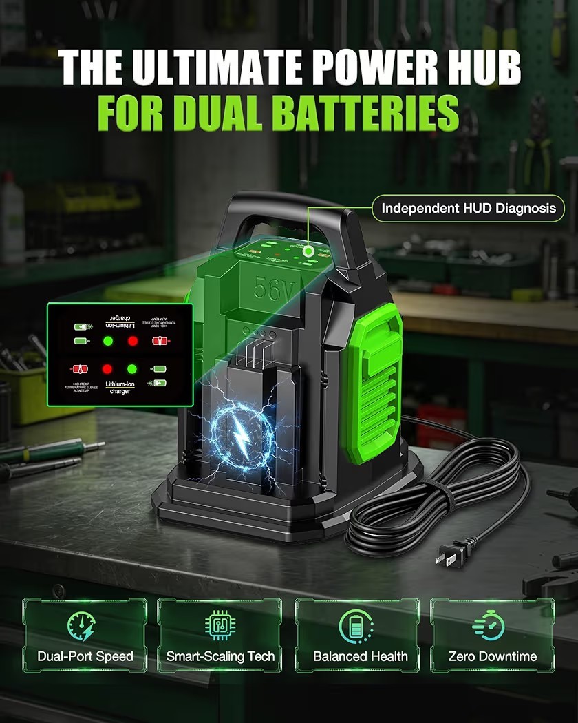 For EGO Power+ 56Volt Lithium-ion Battery Rapid Dual Ports Charger CH2800D 56V