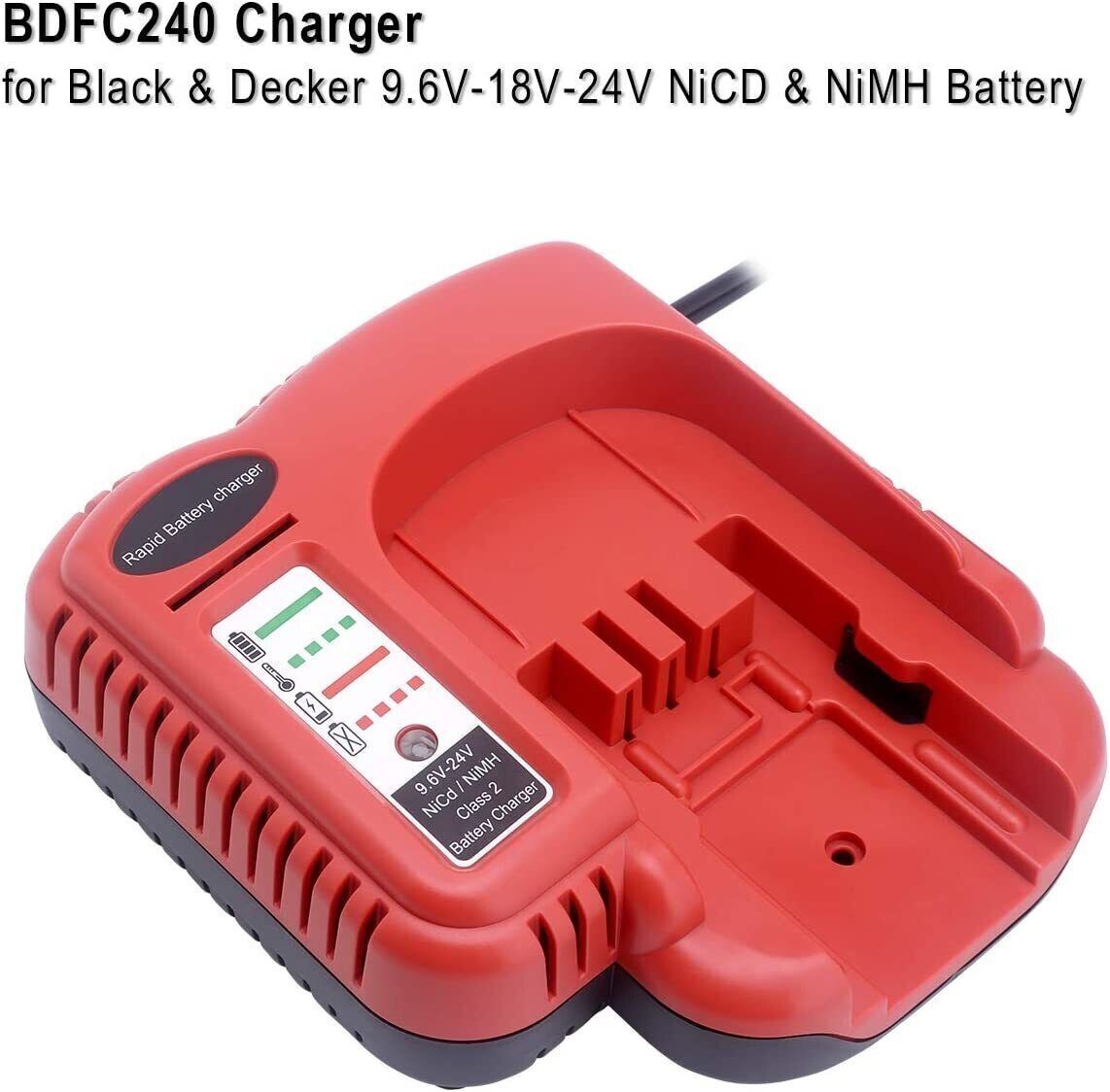 Charger For Black Decker 9.6V 12V 14.4V 18V 24V HPB18 Battery BDCCN24 BDFC240