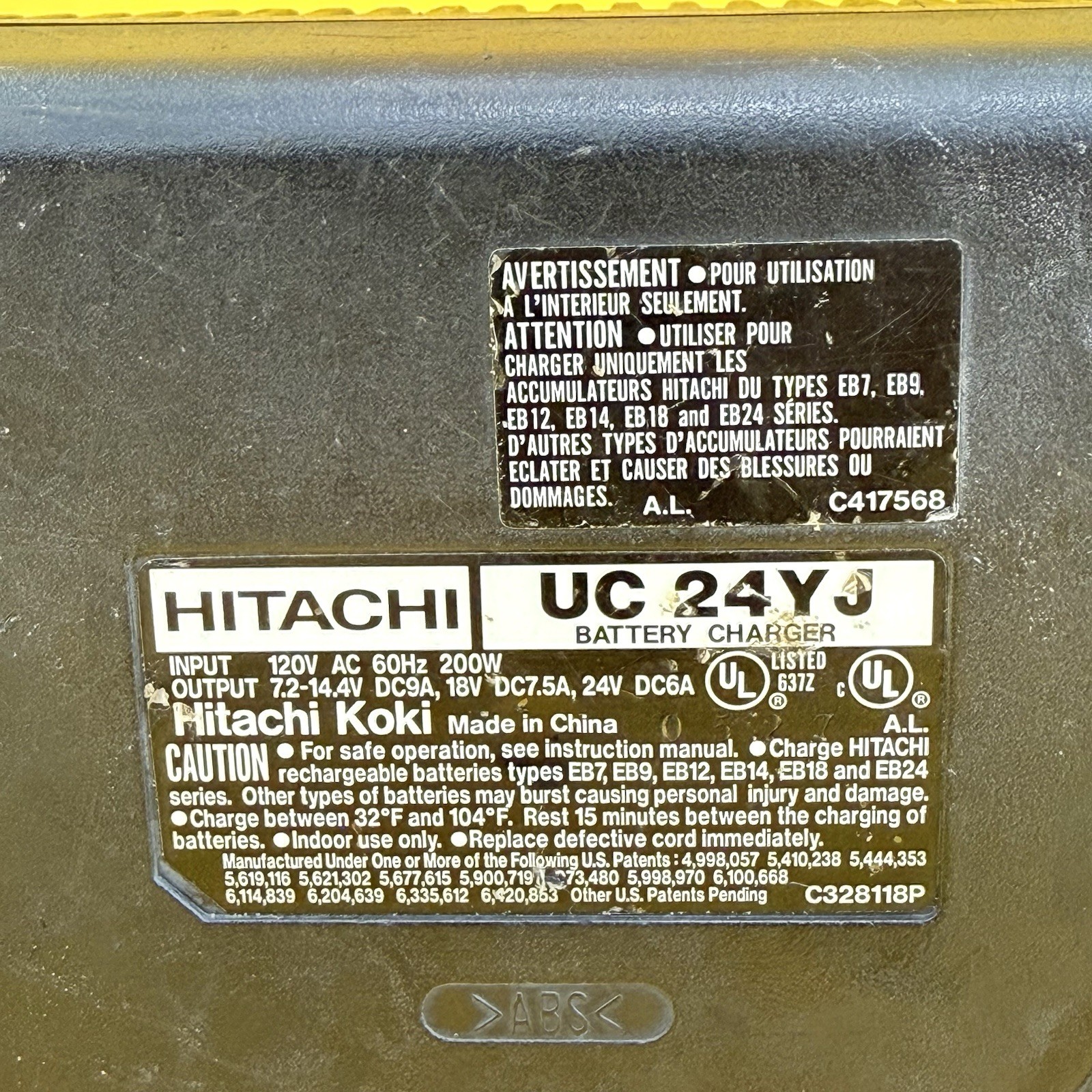 Genuine HITACHI UC24YJ 7.2V-24V NiCD/ NiMH BATTERY Rapid Charger, Tested!