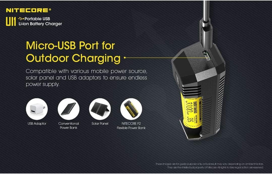 Single-Slot Intelligent Battery Charger for 18650, 21700 & More – USB Compatible