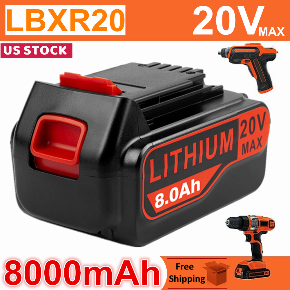 20V MAX 8.0Ah Battery for Black + Decker 20V Lithium LBXR20 LB20 LBX20 LB2X4020