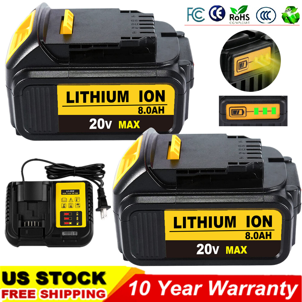 For DeWalt 20V 6Ah Max XR Lithium Ion Compact Battery DCB206-2 DCB205 /Charger