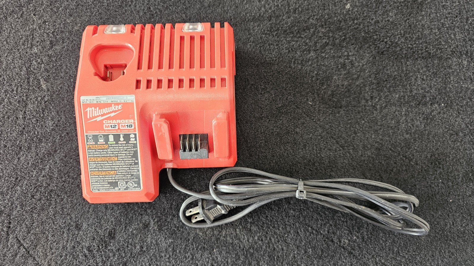 Milwaukee 48-59-1812 M12 M18 Lithium-Ion Battery Charger Genuine OEM Tested