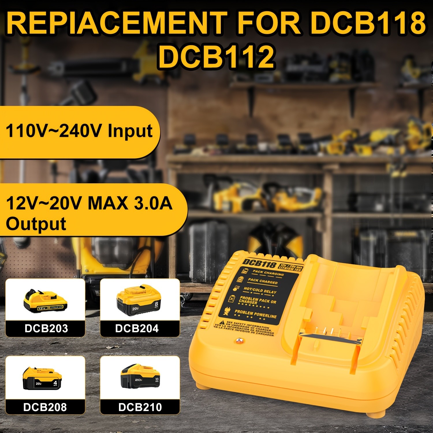 Fast Battery Charger Station Compact Charger for 12V 20V Max Lithium Ion