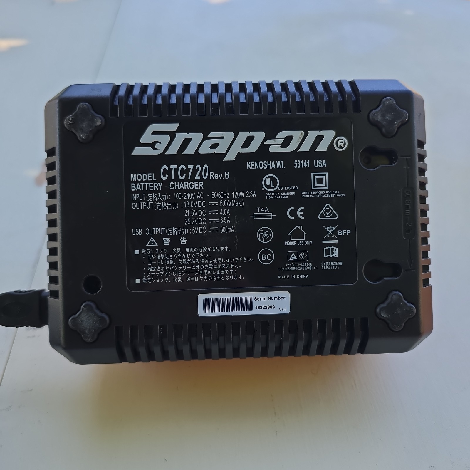 Snap-on CTC720 Power Tool Battery Charger Red 14.4-21.6V Cord Included