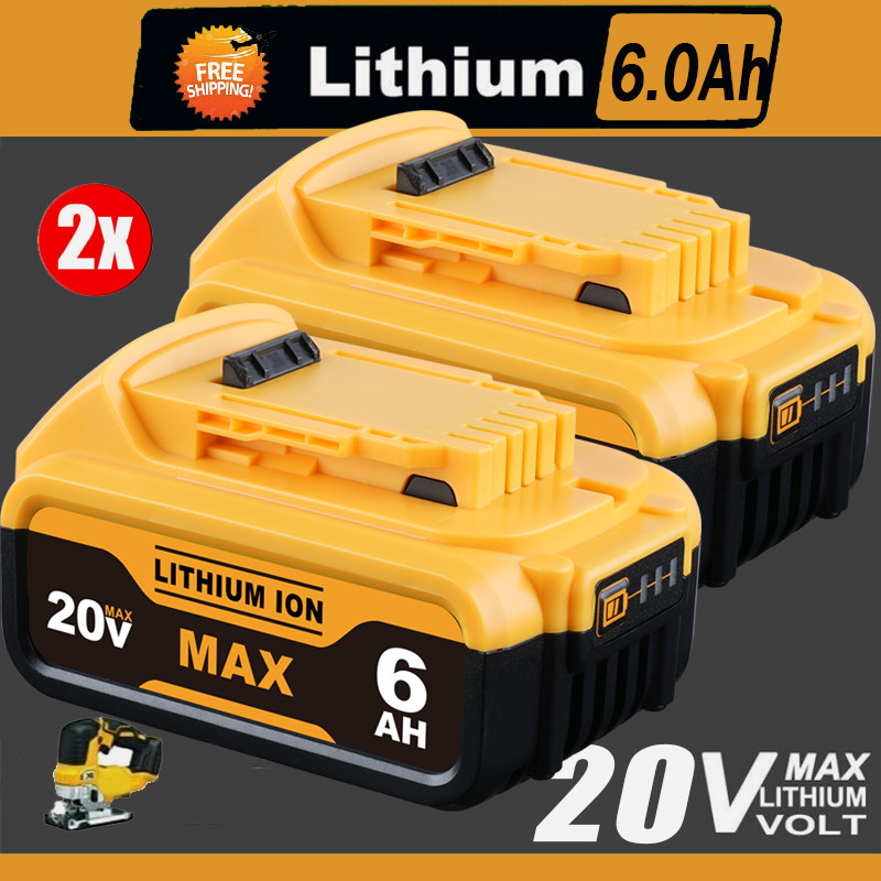 2 Pack 20V 20 Volt Max for Lithium Ion 6.0AH Battery DCB206 DCB205 DCB204