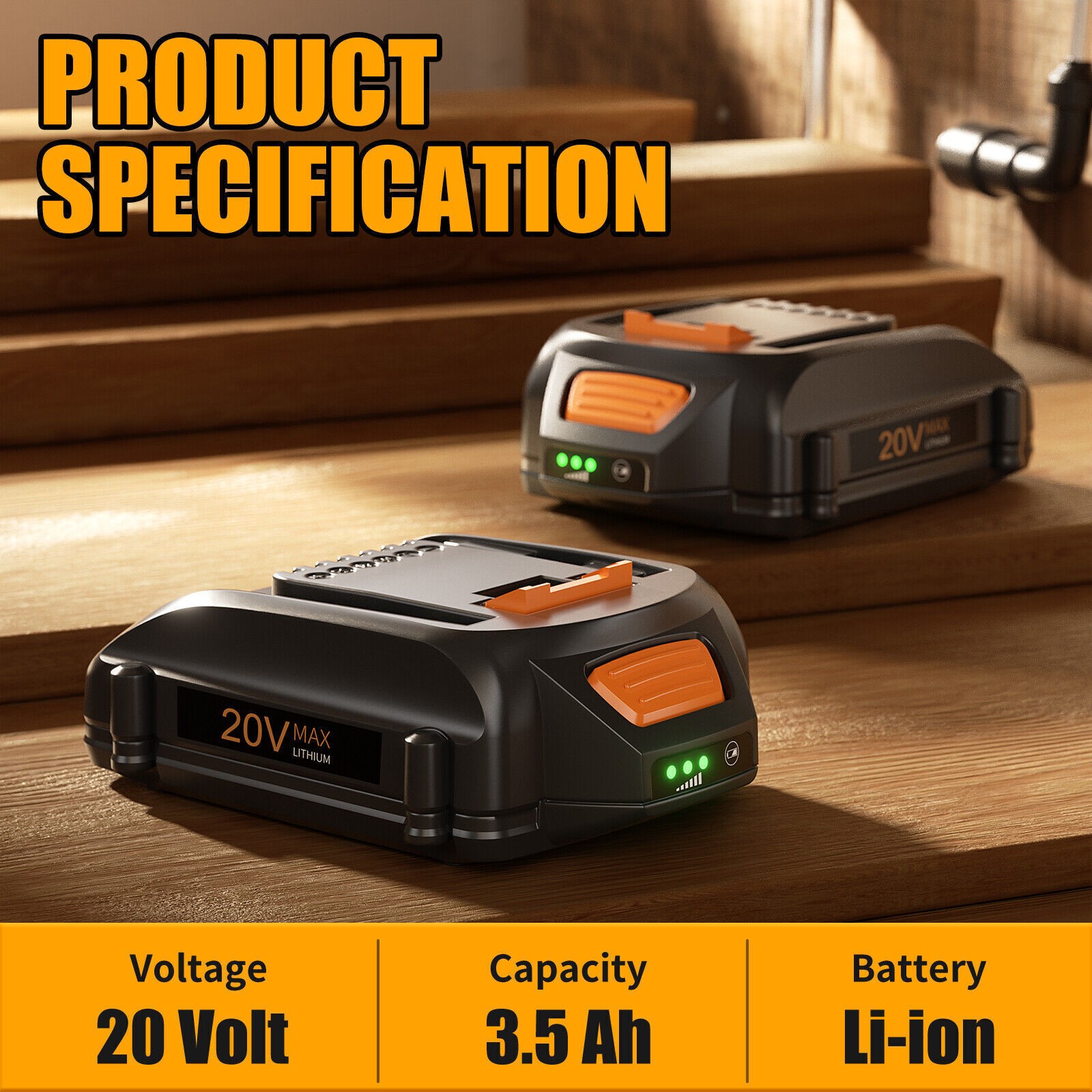 2Pack For WORX 20 Volt MAX Extend Lithium Battery WA3520 WA3525 WA3575 WG155 US