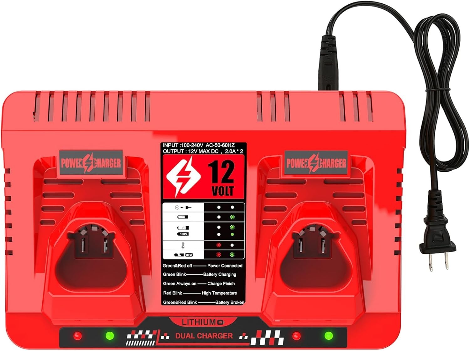 12V N12 Charger Replacement for Milwaukee M12 Battery Charger 48-59-2401