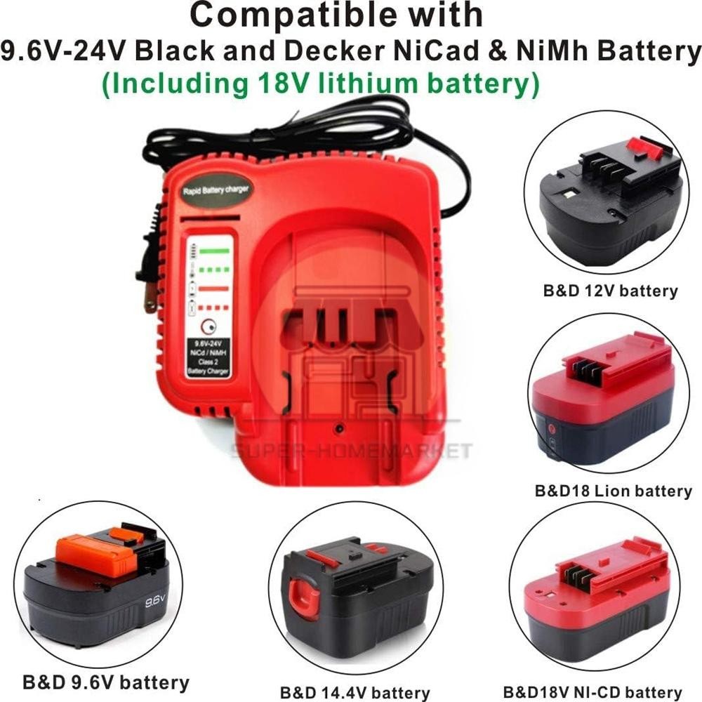 18V-24V Fast Battery Charger for Black Decker HPB18 HPB18-OPE NiCd NiMh Battery
