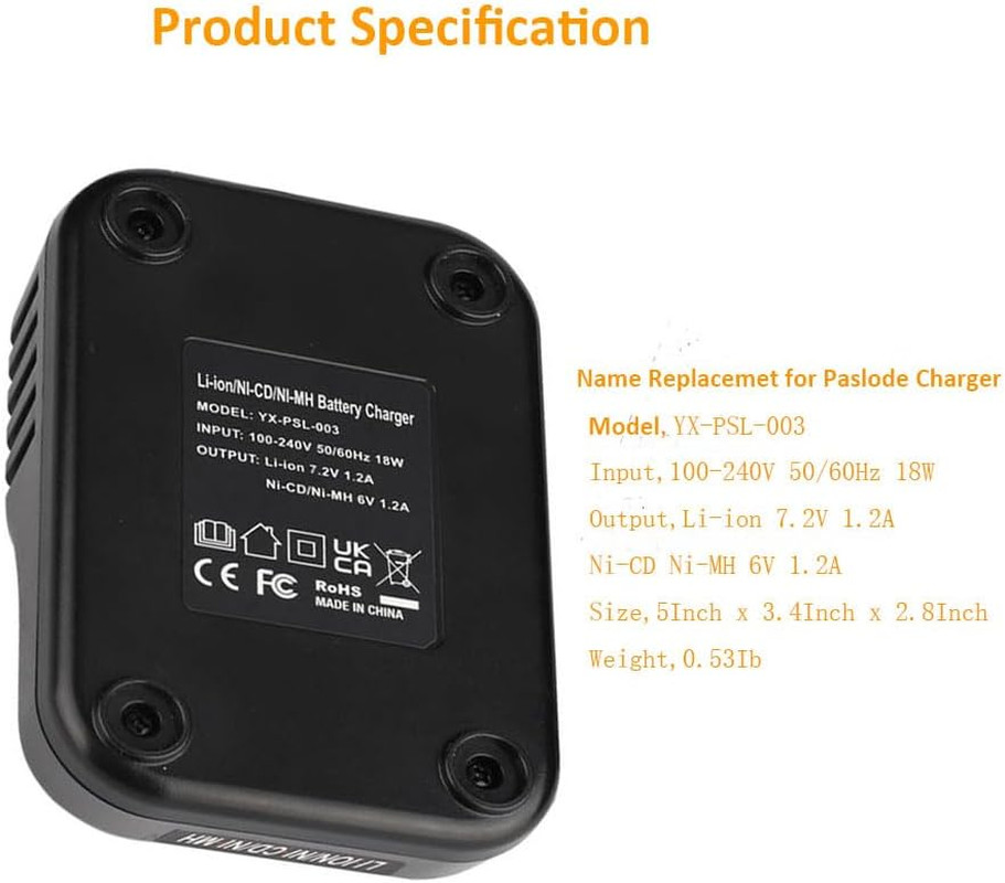 1.2A Charger for Paslode Dual Chemistry Cordless Power Tools Charger,Compatible