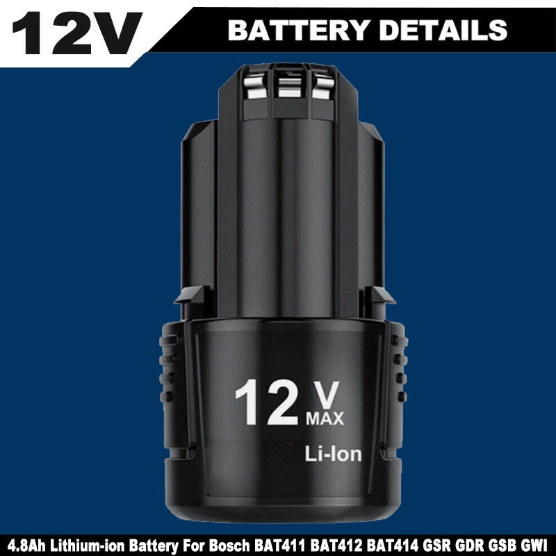 12V 4800mAh Lithium-ion Battery For Bosch BAT411 BAT412 BAT414 GSR GDR GSB GWI