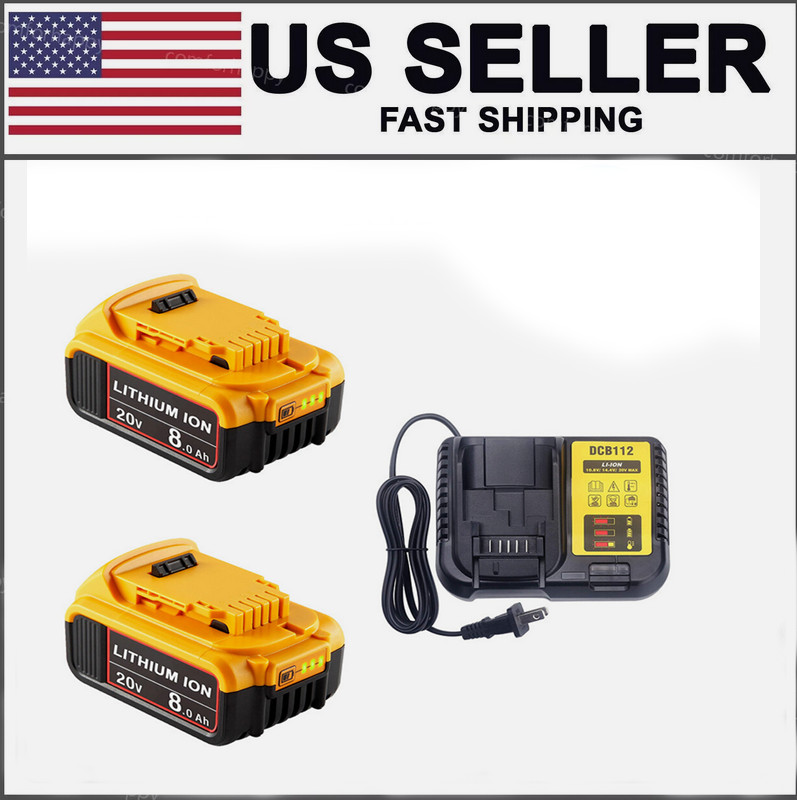 8.0 Ah for Dewalt 20V Lithium-Ion Batterry DCB200-2 DCB201 DCB203 DCB204