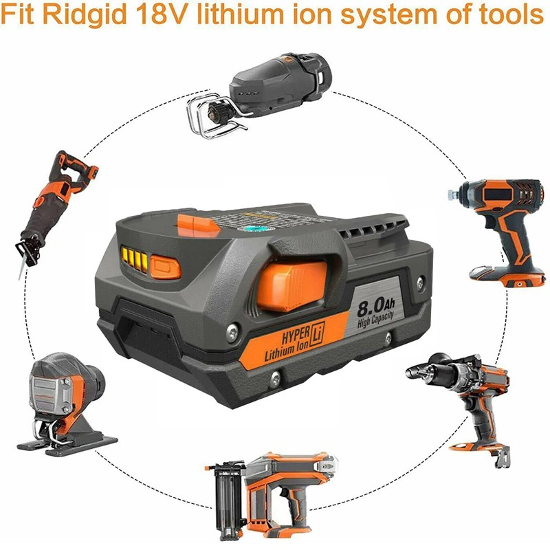 2X For Ridgid R840087 8.0Ah Lithium Battery Rigid 18Volt R840085 Power Tools