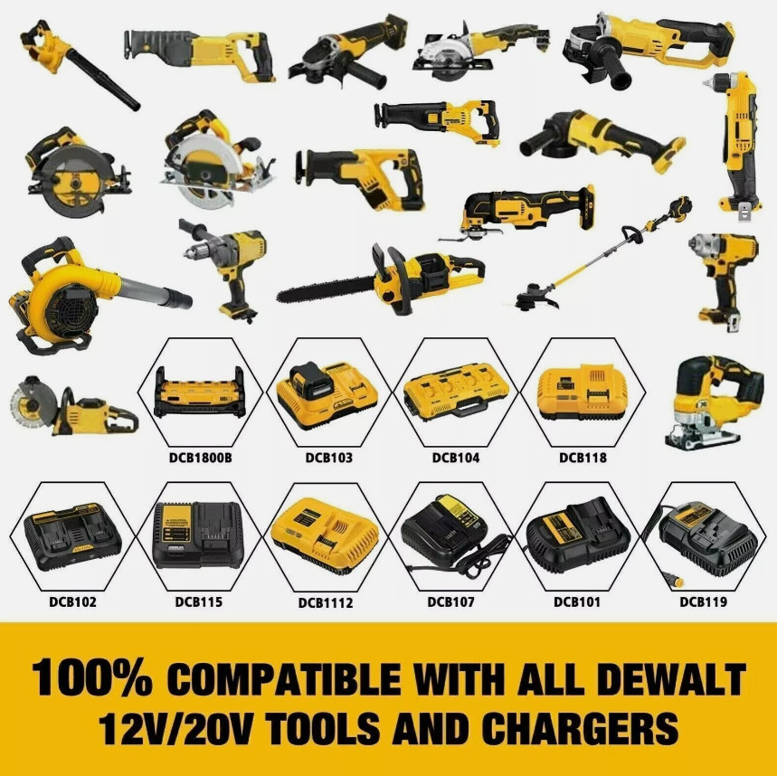 For DeWalt 20V 20 Volt Max 8.0AH 9AH Lithium Battery DCB206-2 DCB205 DCB200-2 US