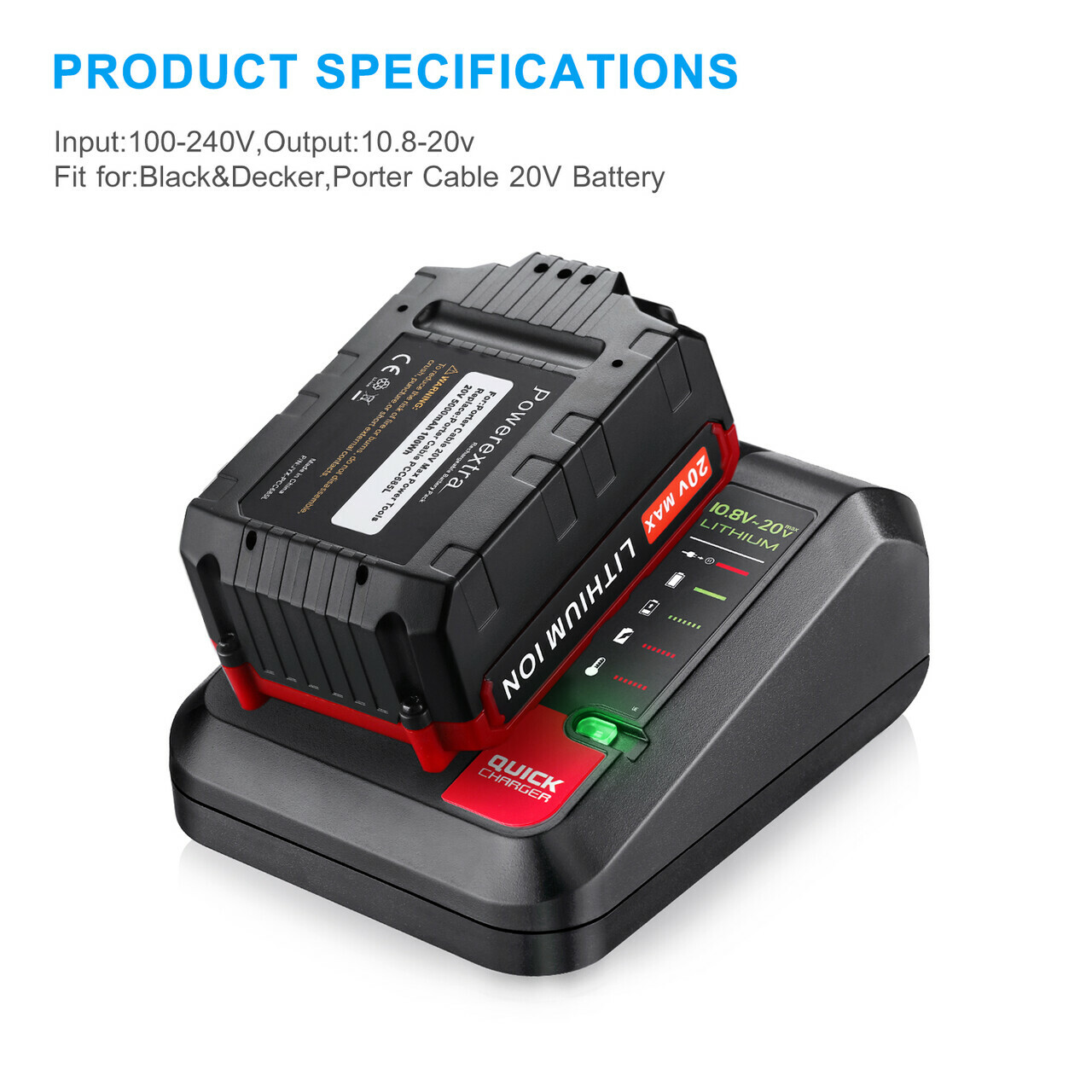 New PCC692L 20V MAX Lithium Battery Charger For Black & Decker and Porter Cable
