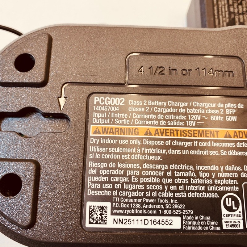 NOB Ryobi ONE+ 18V Lithium-Ion Charger PCG002