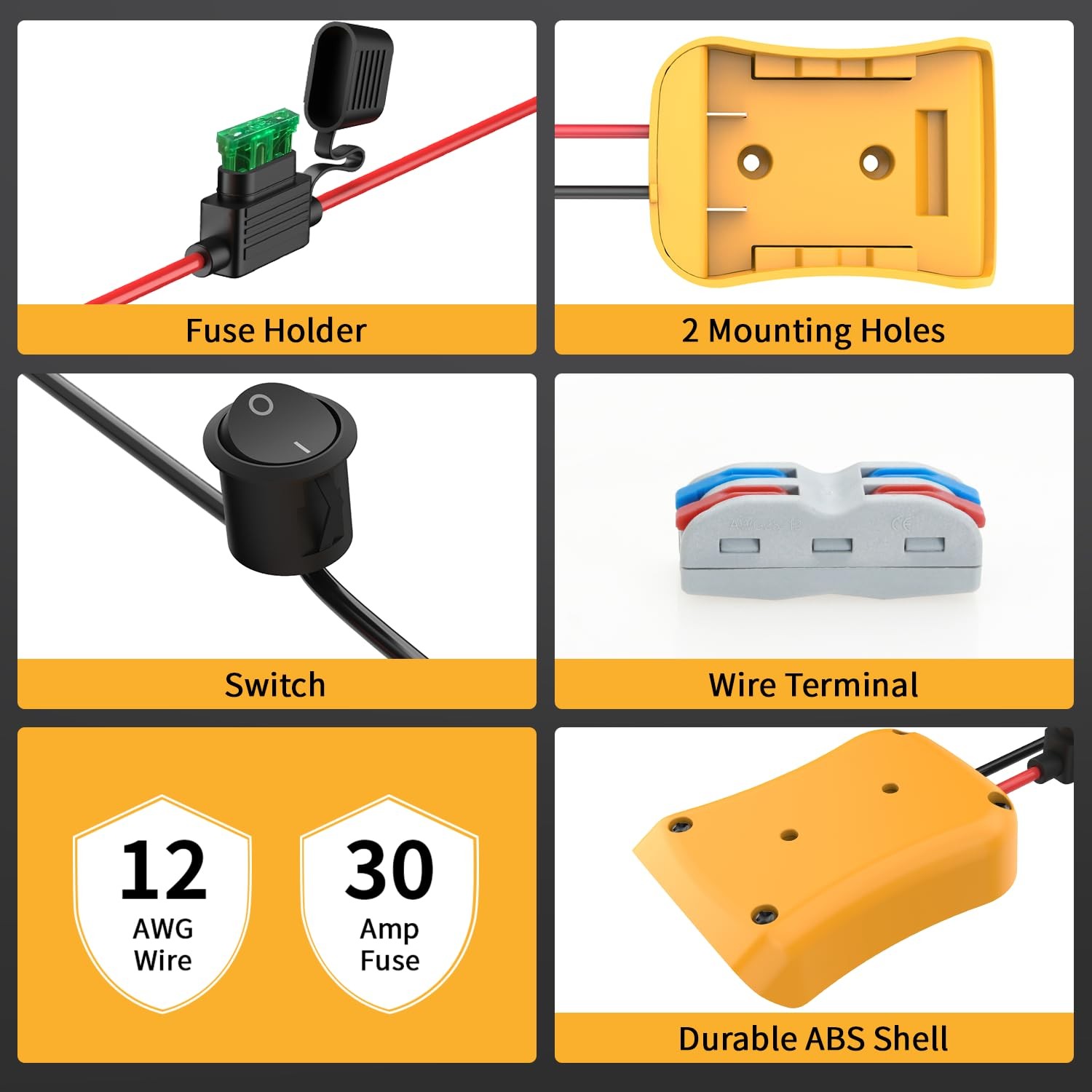 Kzreect 2 Pack for Power Wheel Adapter Compatible with Dewalt 2 Pack, Yellow