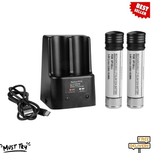 NEW 2-Pack VP100 3.6V Versapak Batteries w/ 2-Port Charger for Black+Decker