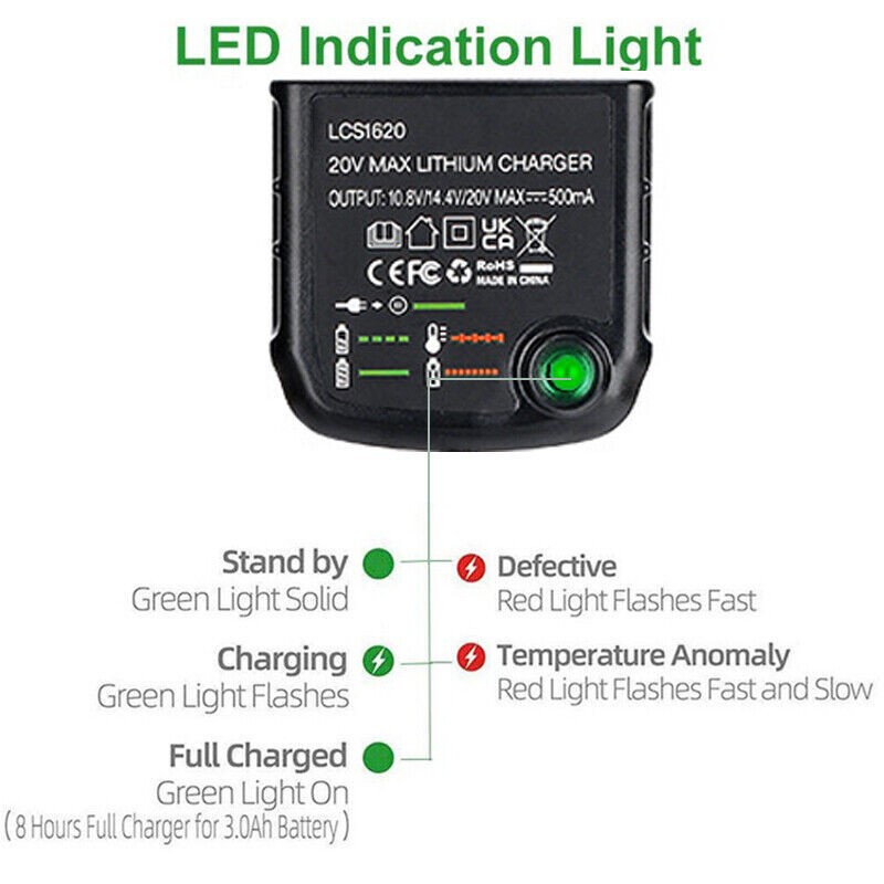 20V MAX Lithium Battery Charger for Black & Decker LBXR20 LBX20 LB20 LBXR20-OPE