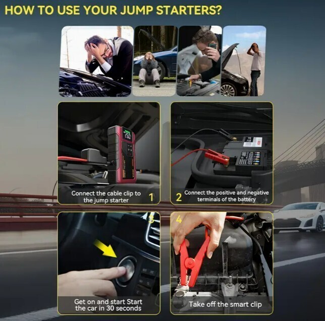 3500A Portable Wireless Jump Starter & Air Compressor 12V 8.0L Gas/1.72gal Diese