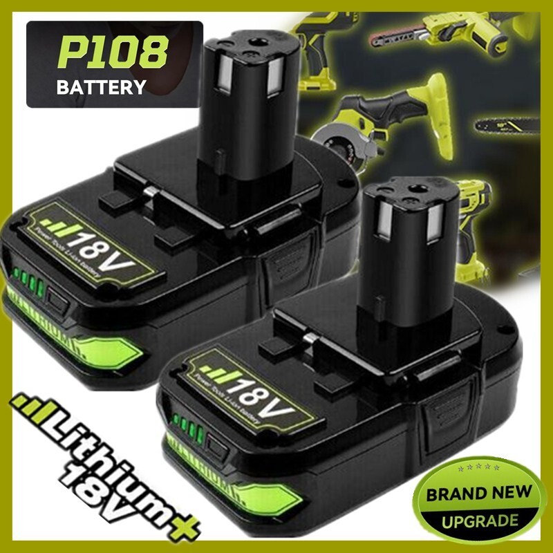 2 pack 18 Volt P102 Lithium-Ion Battery replacement For Ryobi 18V P108 P107 P103