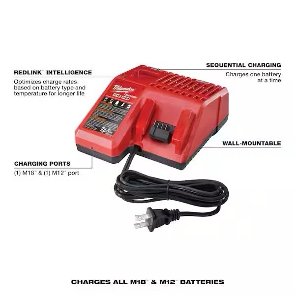 Genuine MILWAUKEE 48-59-1812 18V M12 / M18 LITHIUM ION CHARGER