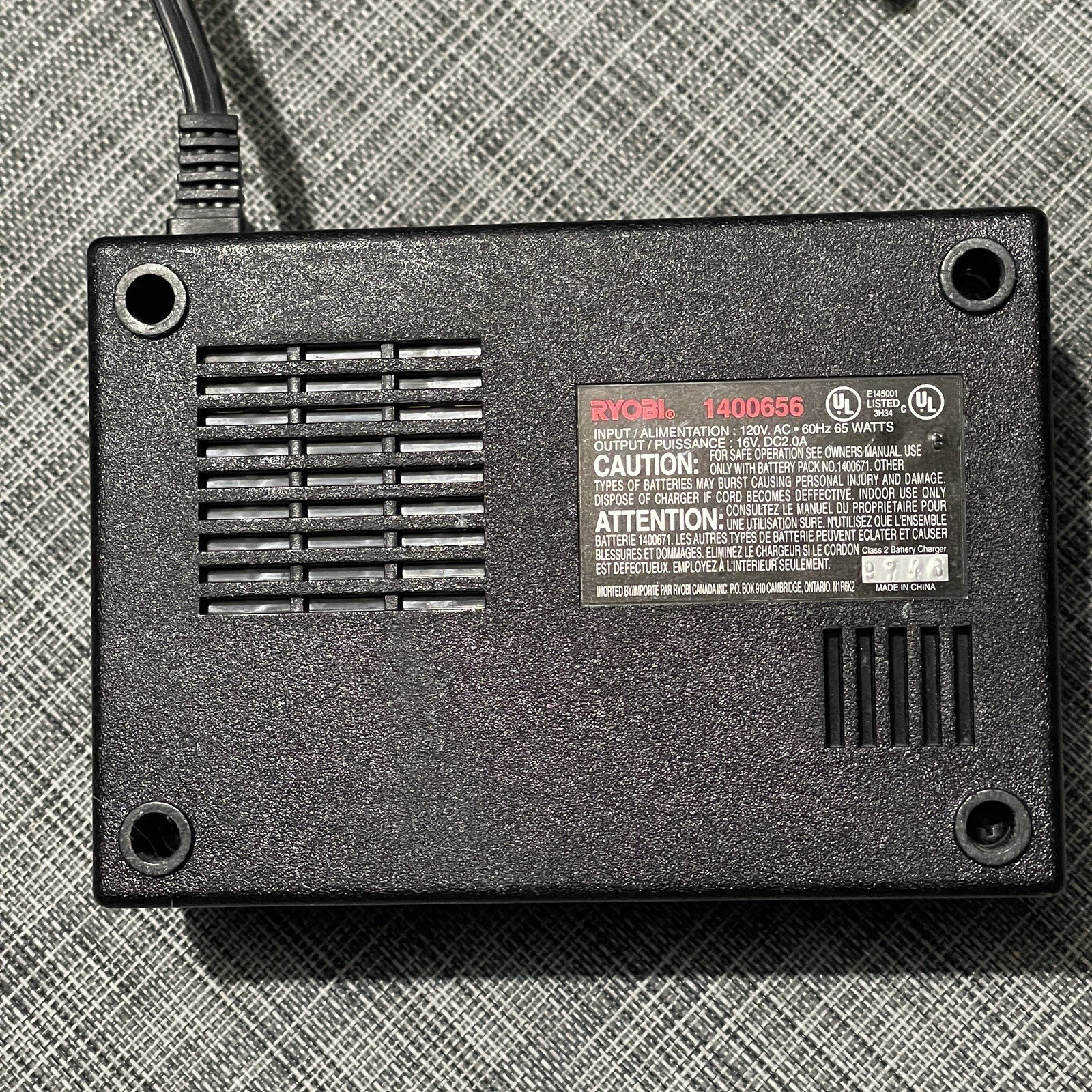 Ryobi 14.4V (1412001) Battery Charger – Used – Works with 14.4V Ryobi Batteries