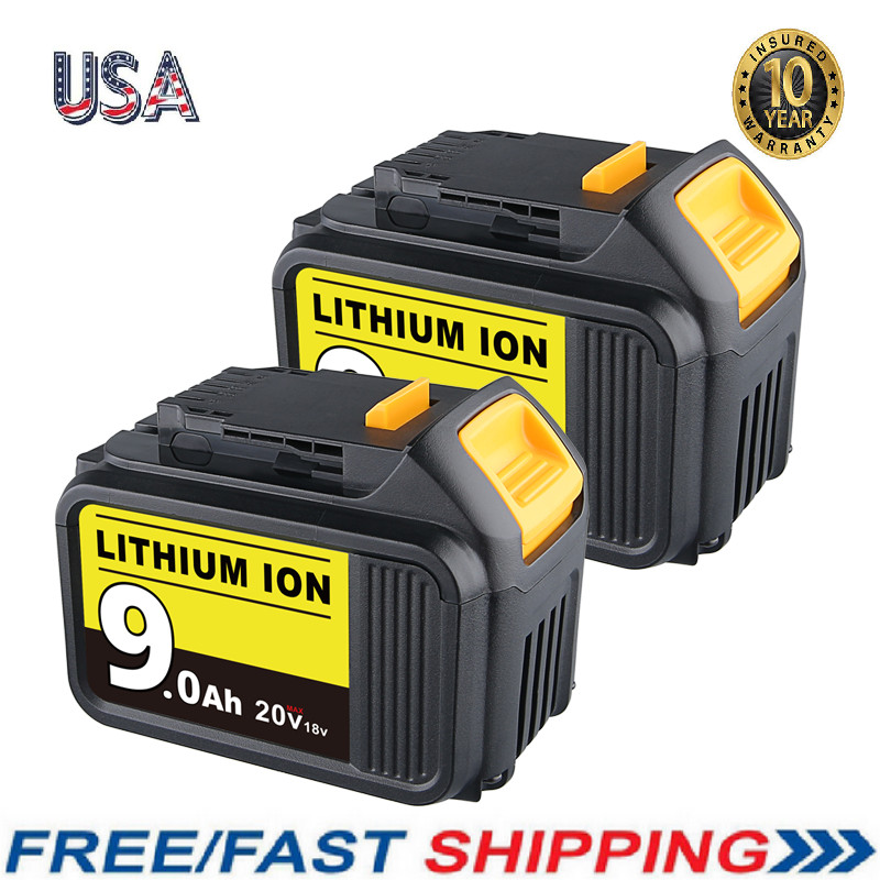 2x For DeWalt 20V 20Volt 9.0AH Max Lithium Ion Battery DCB200 DCB205 DCB206-2 US