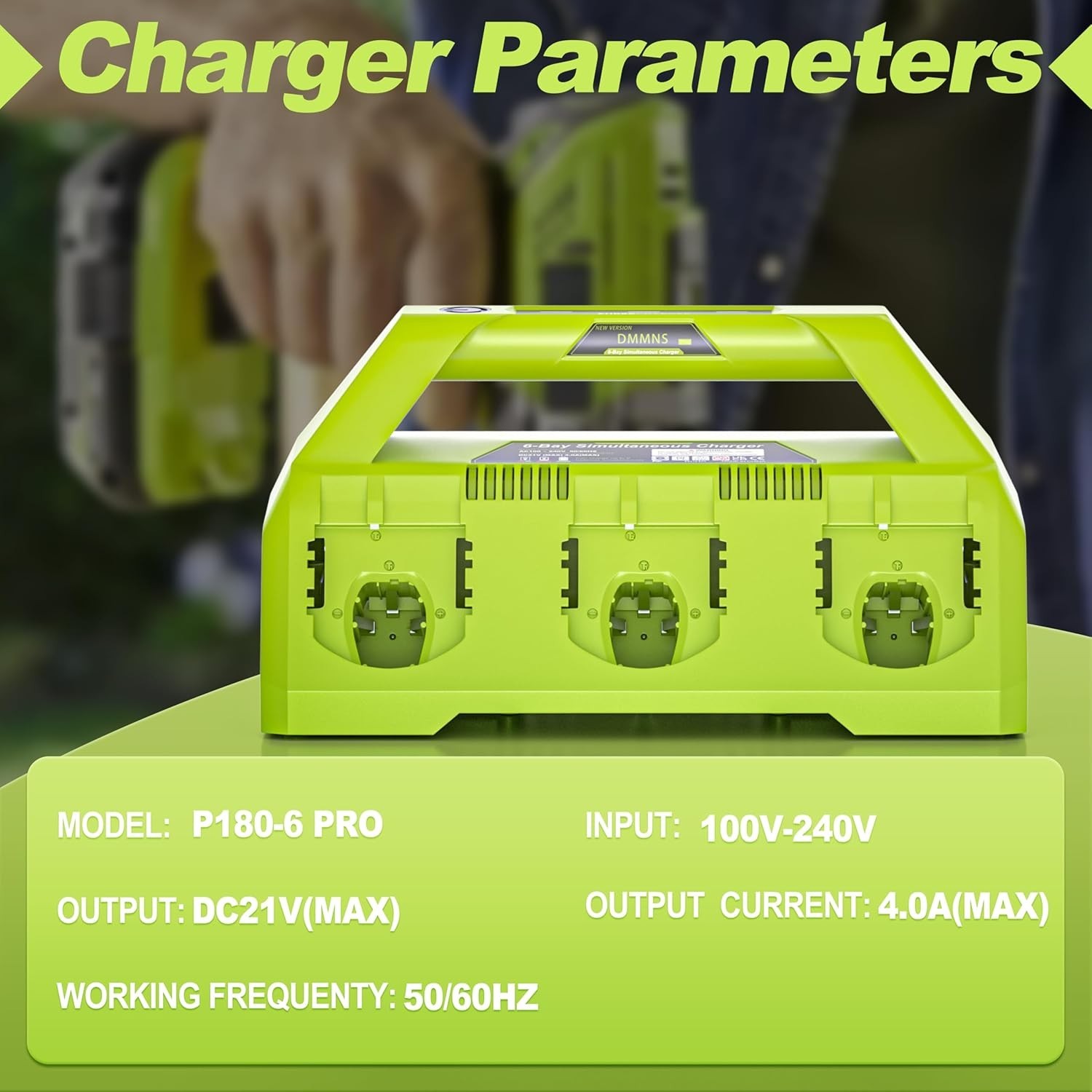 Simultaneous 6-Port Charger for Ryobi 18V P135 PCG002 PCG004 PCG005 PCG008