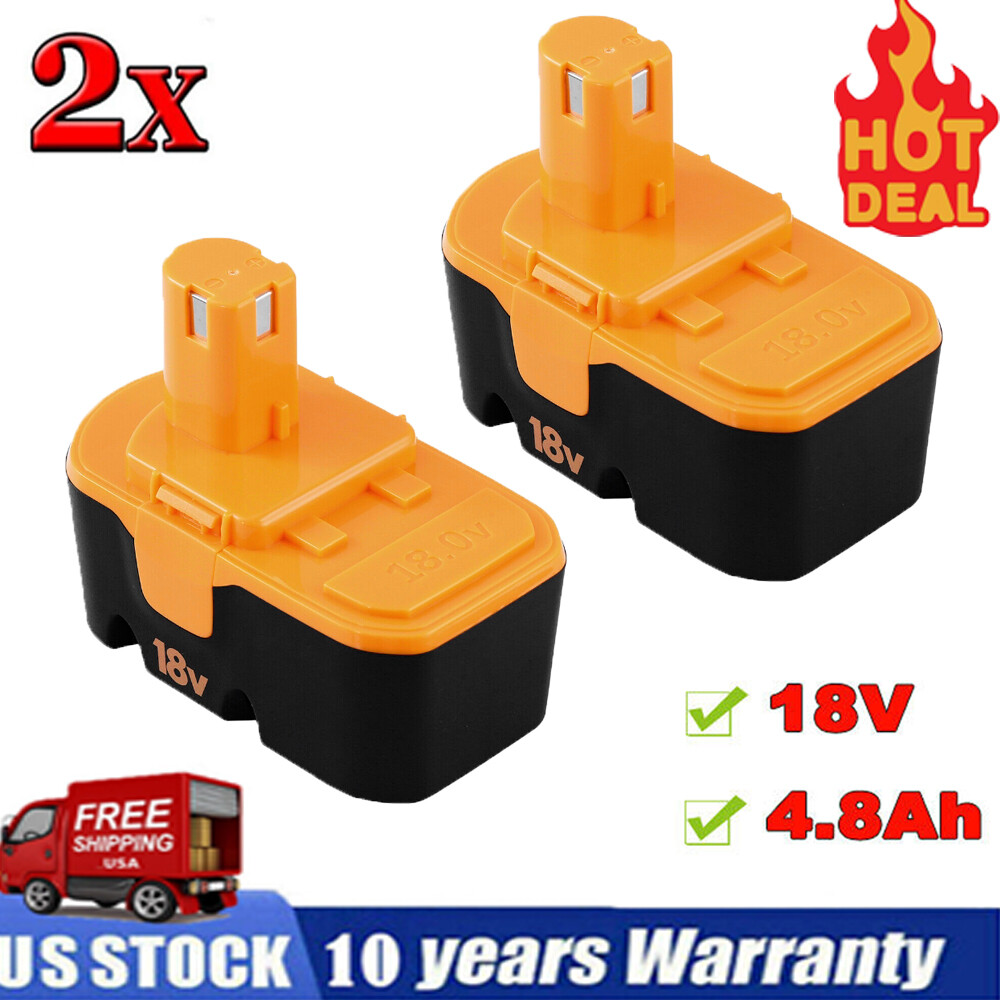 2X 18V Ni-Mh P100 Battery 4.8Ah Replace For Ryobi P100 P101 ABP1801 ABP1803 BPP1
