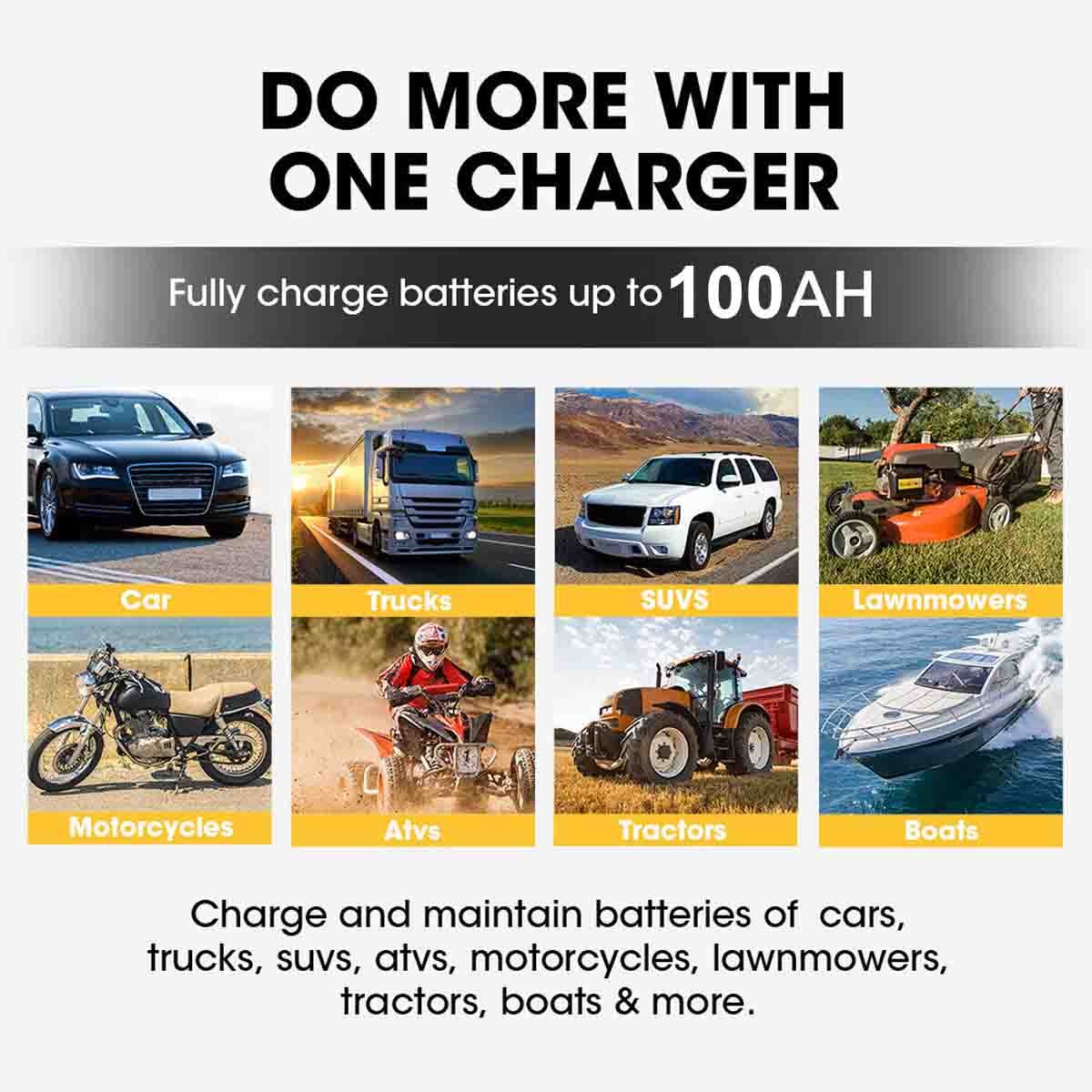 6V 12V Trickle Charger, Battery Desulfator for Car, Lawn Mower, Motorcycle, Boat