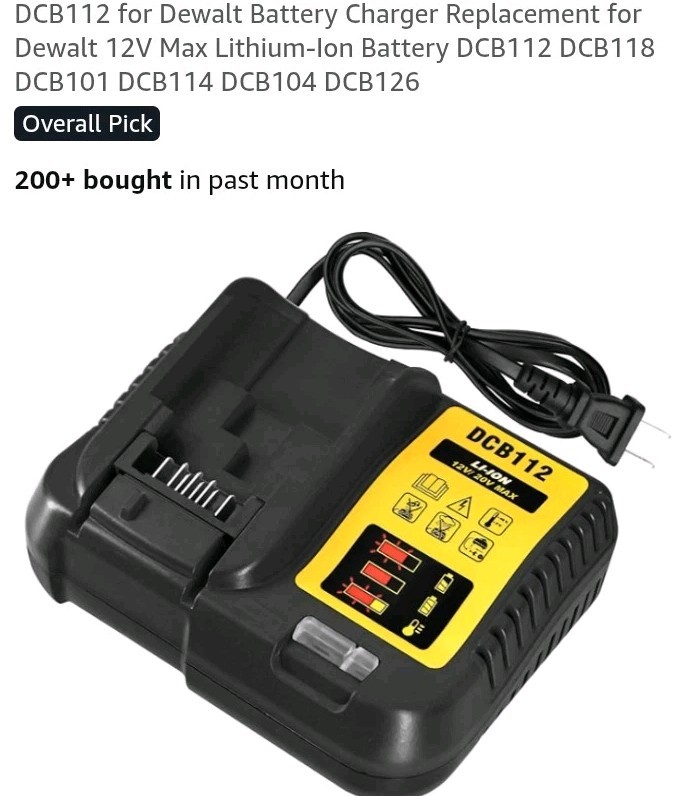 Replace DEWALT DCB112 DCB120 20V Volt MAX Li-Ion Fast Battery Charger DCB205 Etc