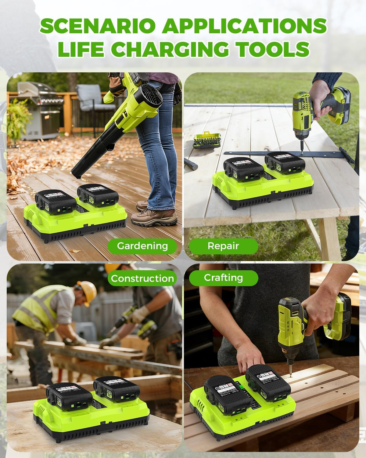 Replace Ryobi 18V Battery Charger,P117 Dual-Port Rapid Charger for Ryobi 12V-18V
