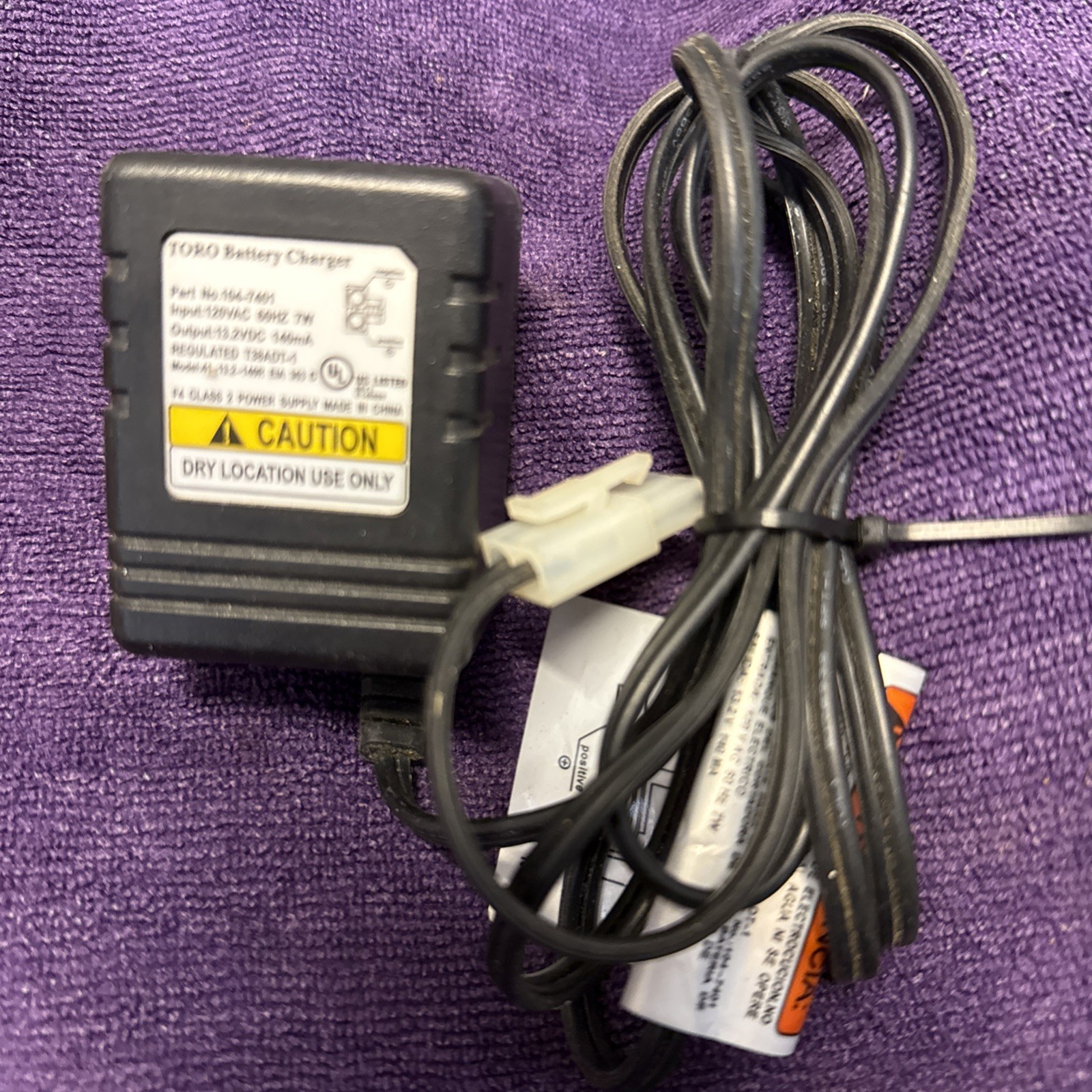 Toro OEM Battery Charger Part No. 104-7401 For Electric Start Lawnmower