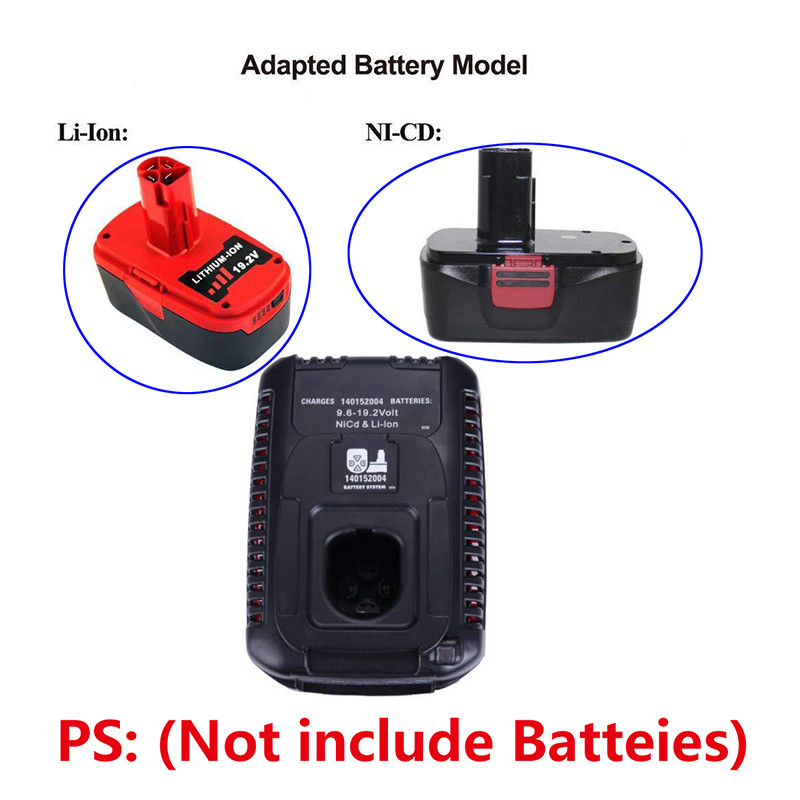 1x CRAFTSMAN 9.6V-19.2V Ni-CD/Li-ion Battery Replacement 140152004 2.0Ah Charger