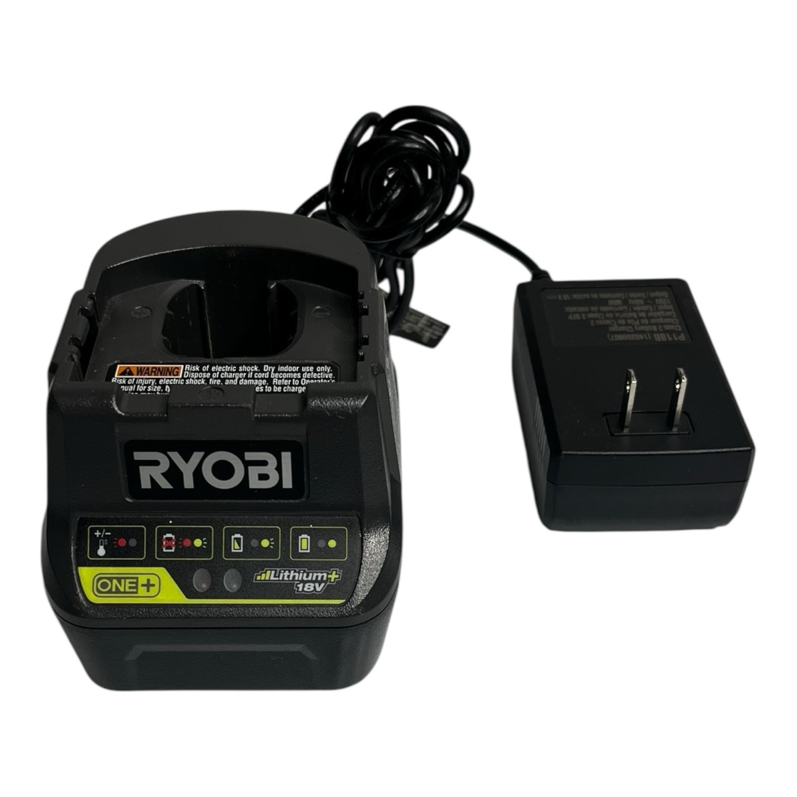 Ryobi P118B 18V ONE+ Lithium Battery Charger Base AC Power Adapter Black