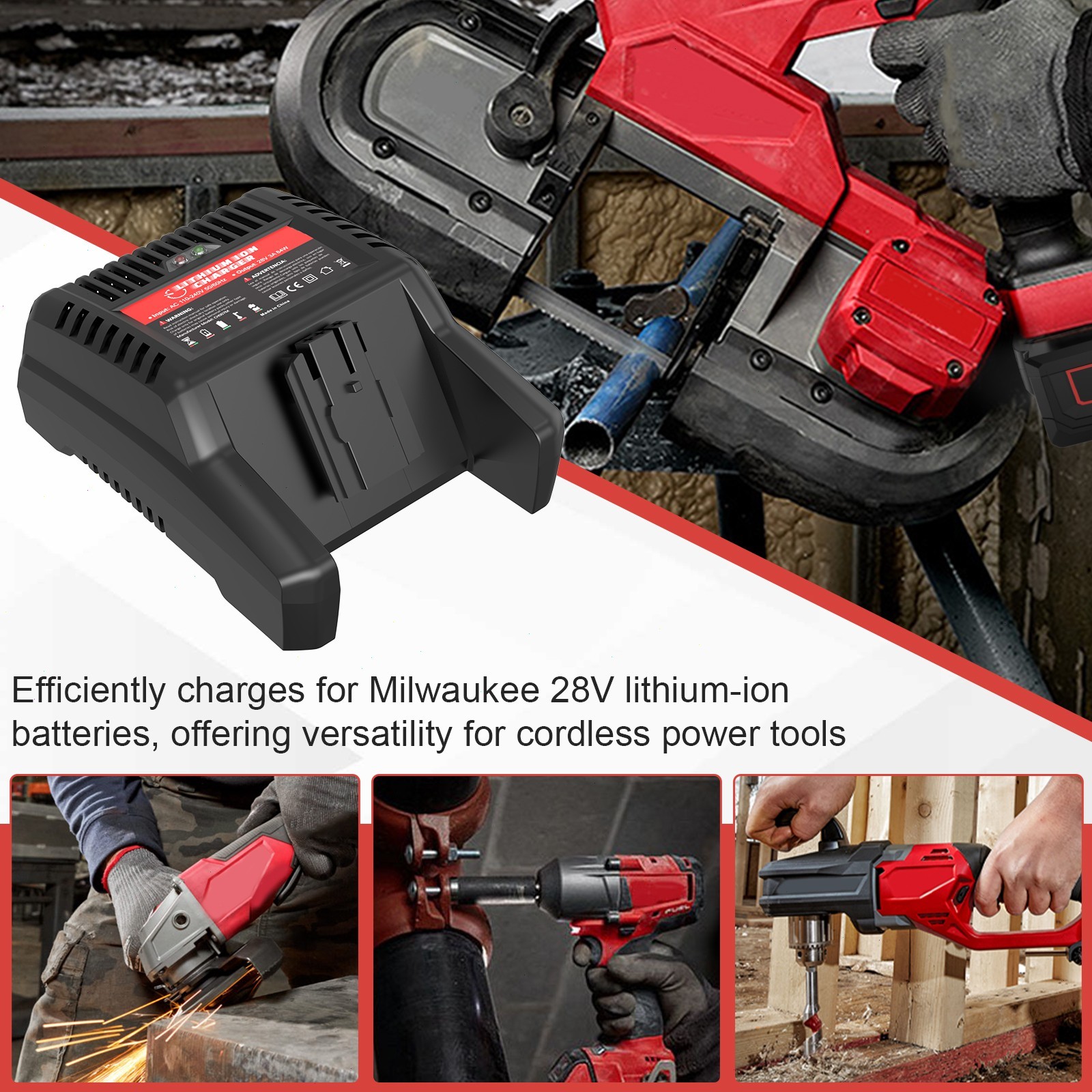 48-59-2819 Rapid Charger For Milwaukee M28 28-Volt Pass-Through Single-Unit