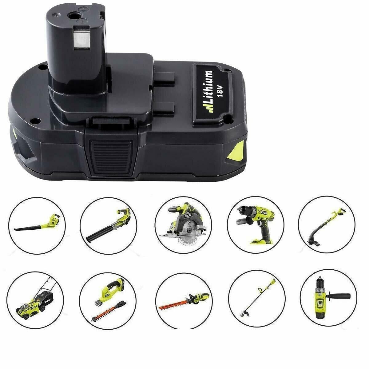 2 pack 18 Volt P102 Lithium-Ion Battery replacement For Ryobi 18V P108 P107 P103
