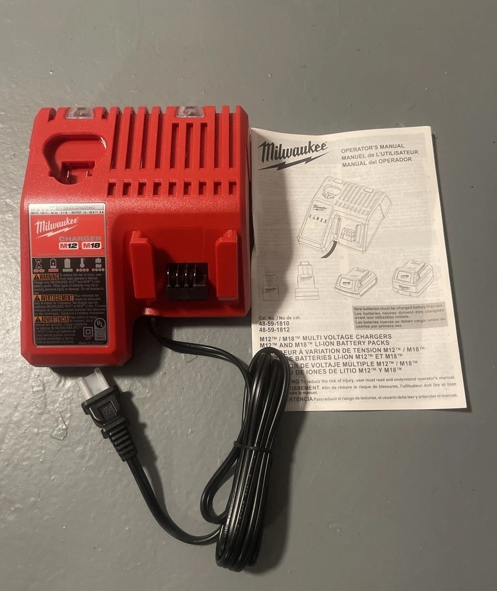 Genuine MILWAUKEE 48-59-1812 18V M12 / M18 LITHIUM ION CHARGER