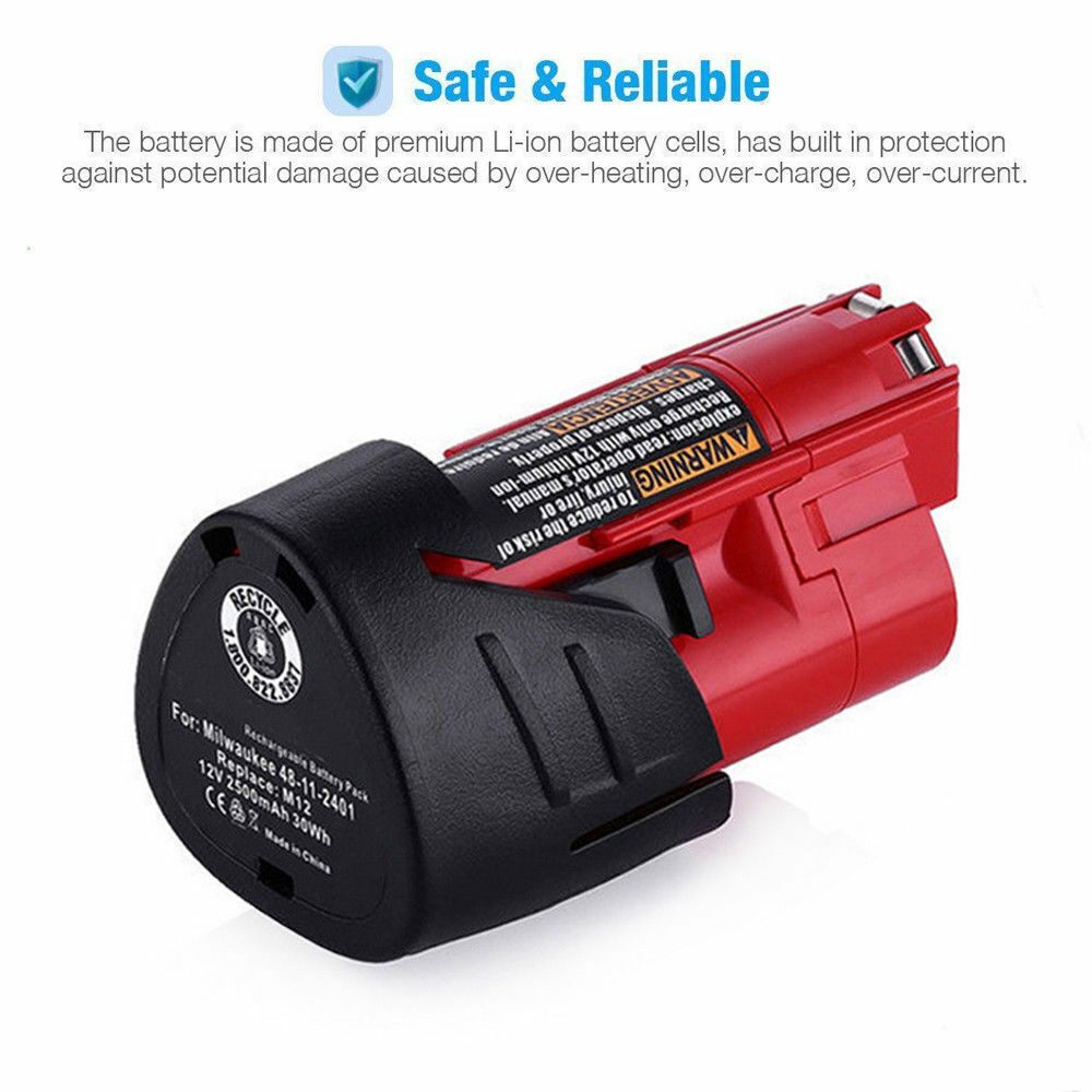 4X 3.5Ah For Milwaukee Battery For M12 Lithium Cordless 12V 48-11-2420 Capacity