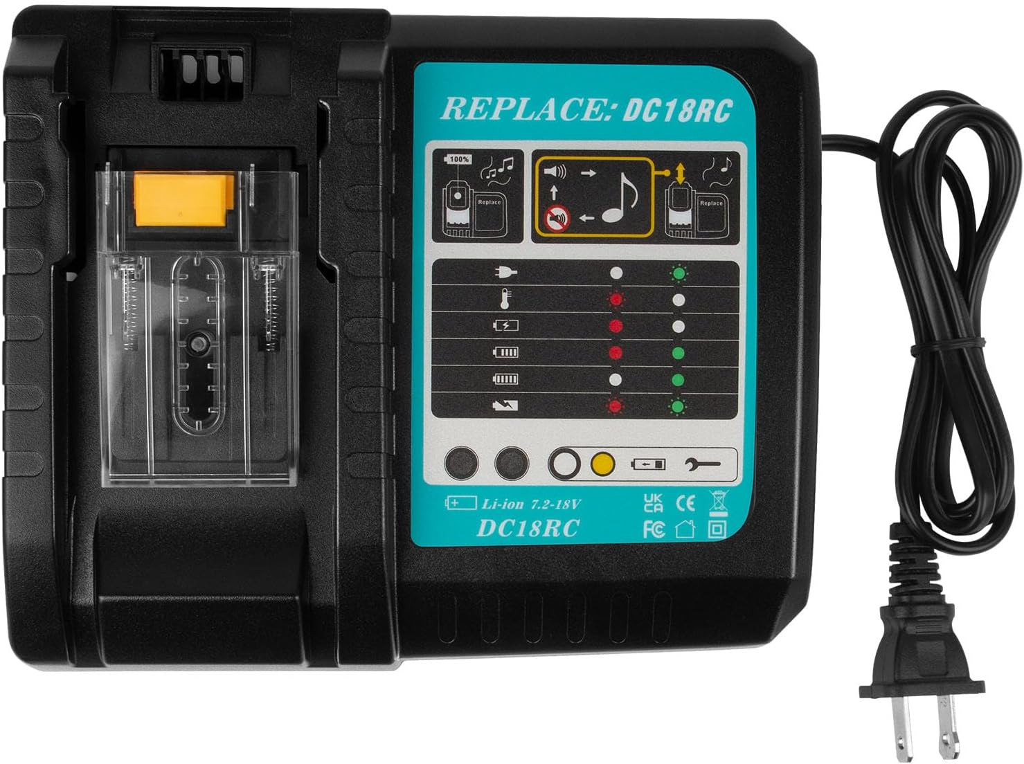 Cargador De Baterias Iones De Litio 14.4V-18V Para BL1830 Bl1840 Bl1850 DC18RC