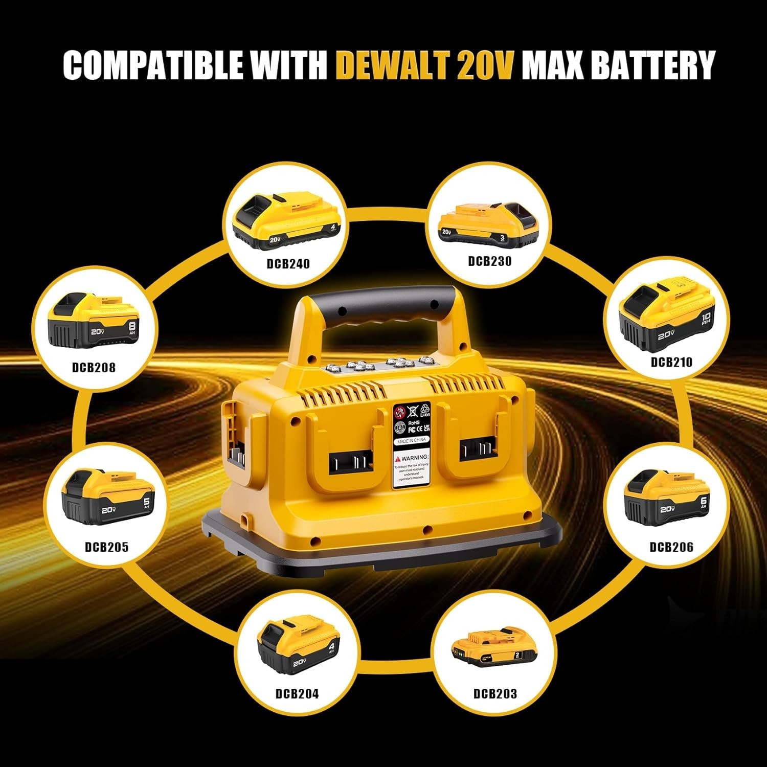 For Dewalt 20V 60V Max 6 Port Multi Fast Charger Station DCB104 DCB118 DCB1112