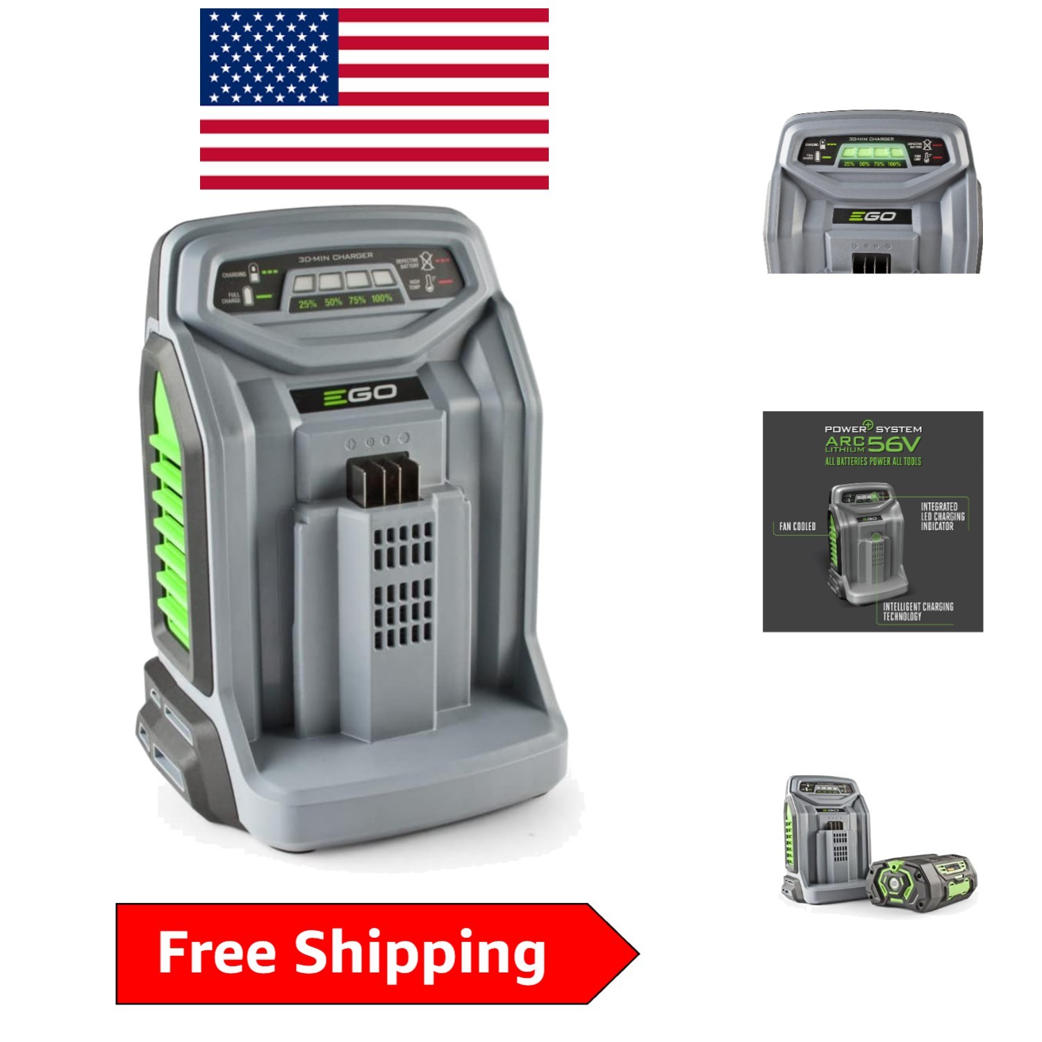 Fast EGO 56V Lithium-Ion Rapid Charger – 550W, Overheat Protection Included