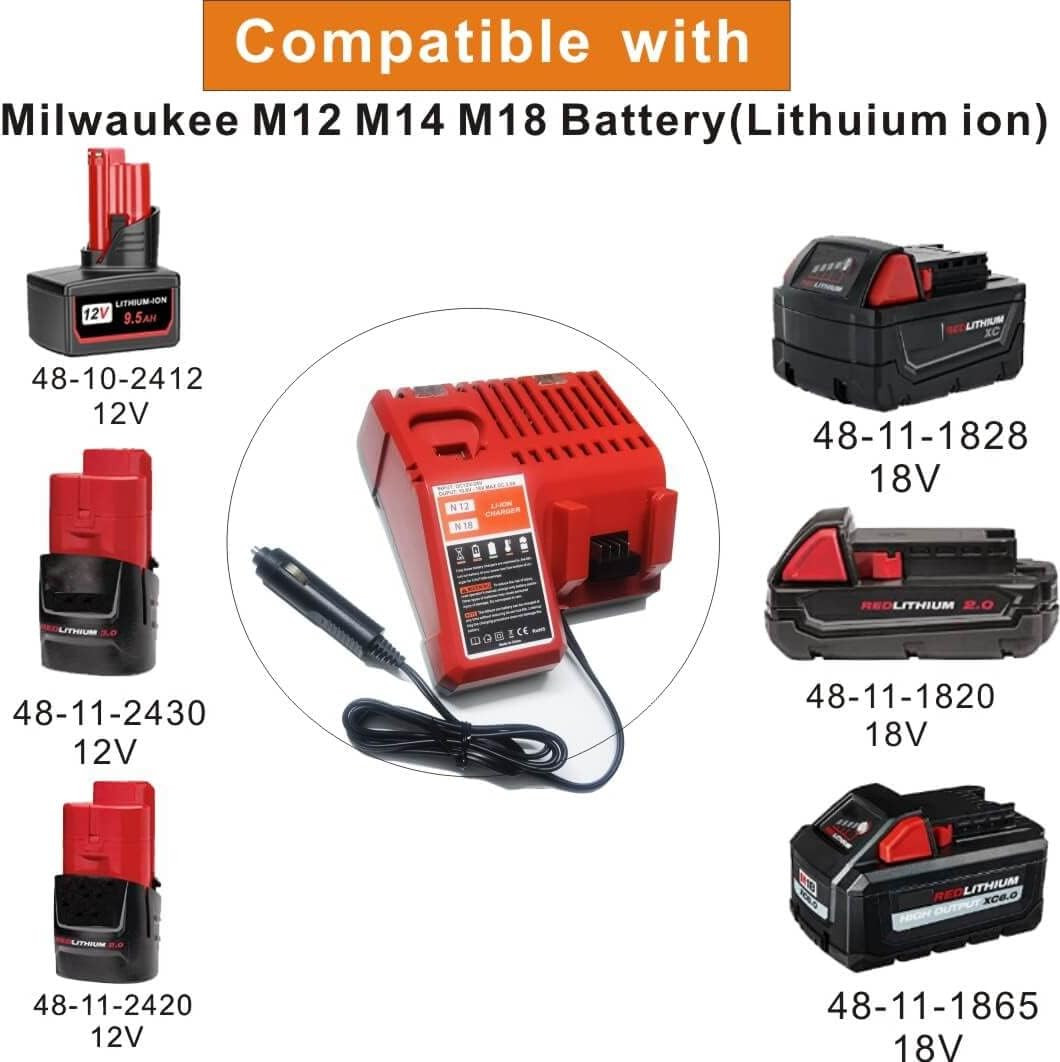 Compaitble with Milwaukee 48-59-1810 Lithium Ion Vehicle Charger,Car Battery Cha
