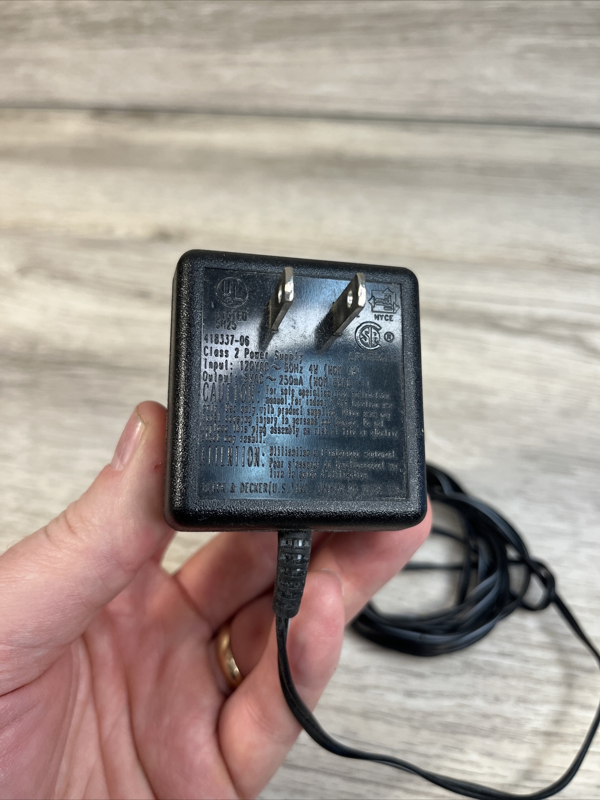 Genuine Black & Decker 418357-06 8V AC 250mA AC Power Wall Adapter OEM