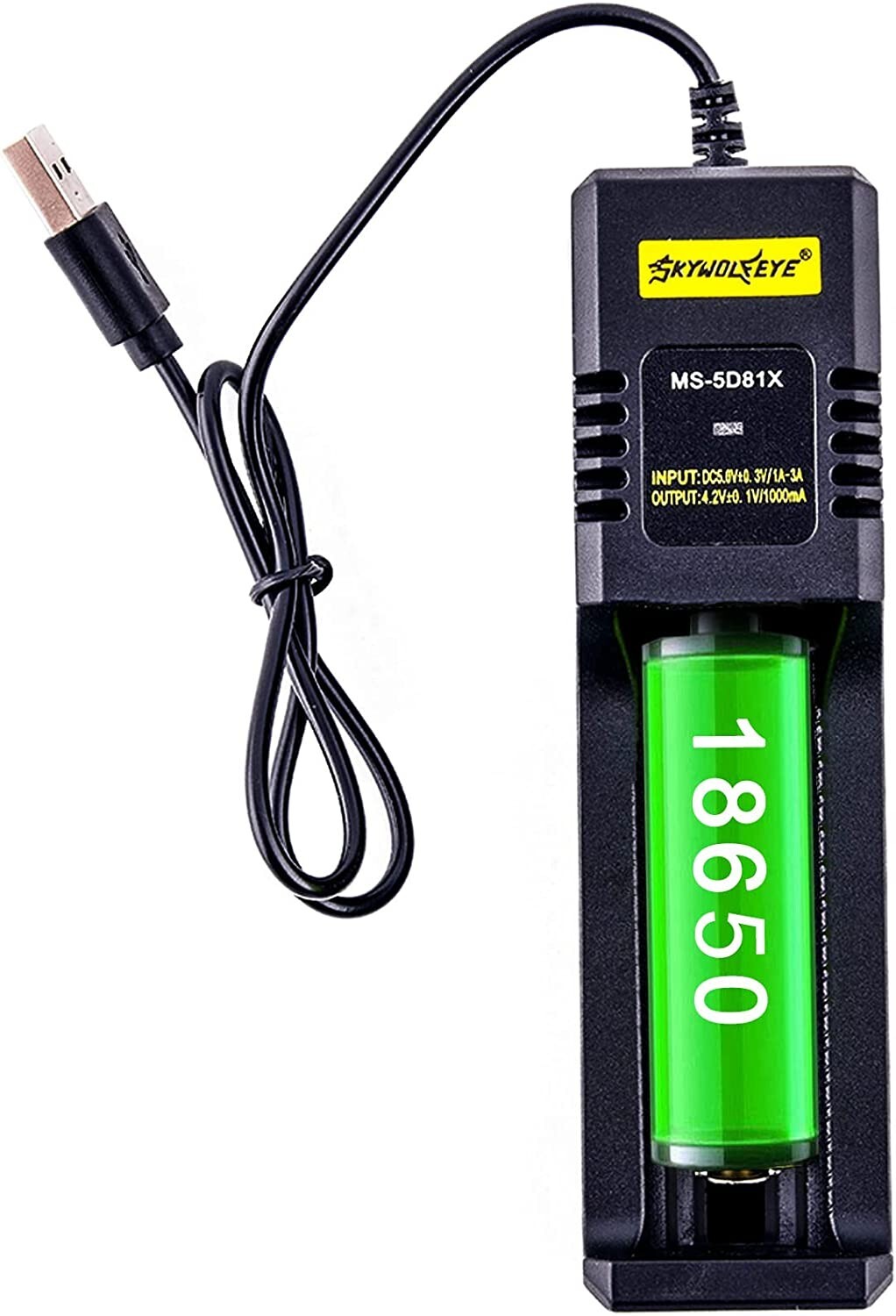 18650 Charger,Single-Slot Intelligent Charger for 3.7V Li-Ion 18
