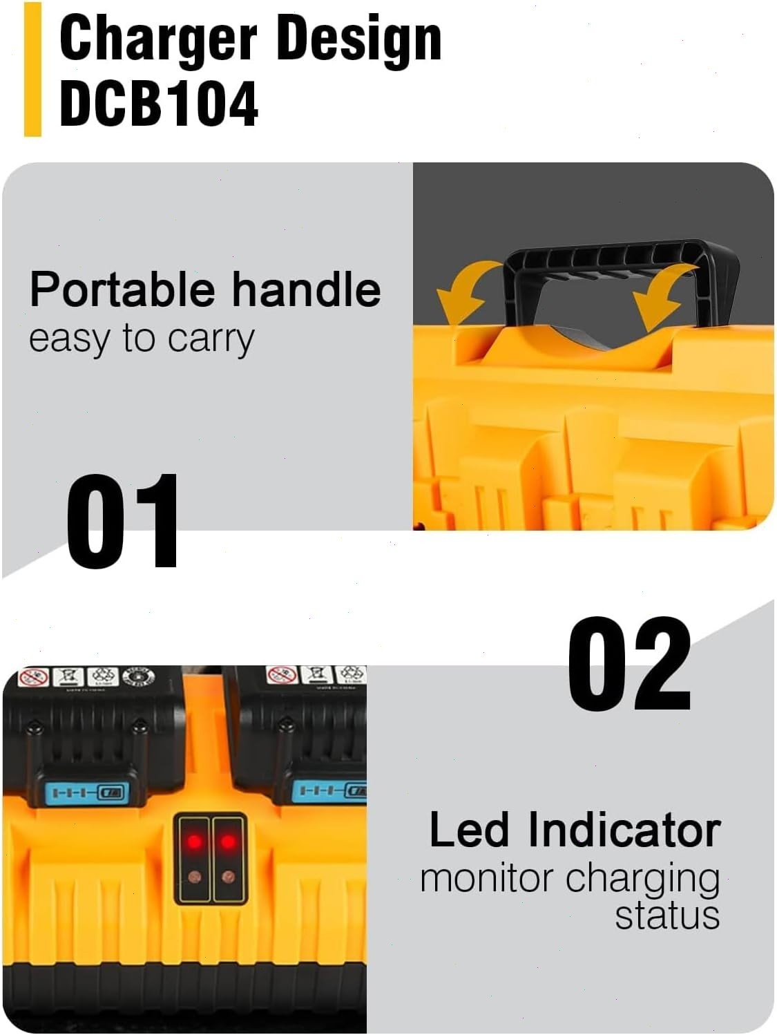 For DEWALT 12V/20V DCB104 4-Port Battery Charger Fast charger Lithium XR DCB205