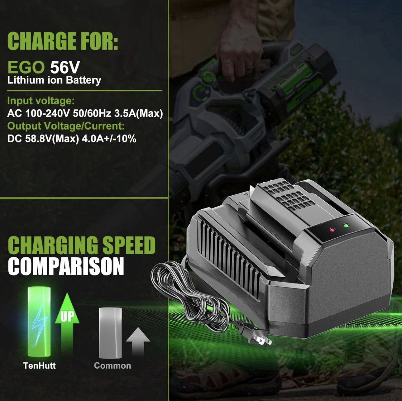 CH2100 4.0A Rapid Charger For EGO Battery BA2800/BA4200/BA1400/BA1120/BA4480T
