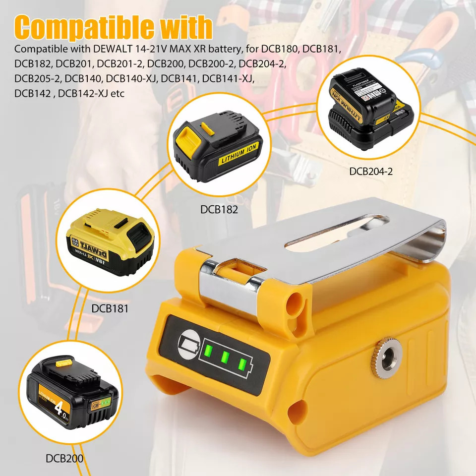Battery Charger Adapter Power Source Converter for Dewalts DCB180 DCB205 18V US